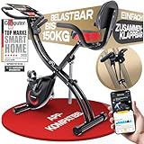 Fitness Fahrrad + Sportstech Live App mit Live- & On Demand-Kursen für Full Body Workout-Erlebnis | Ergometer klappbar für zuhause | + Komfortsitz, Handpulssensoren & Fitness Power Ropes | X150 Bike