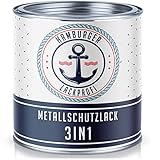 Hamburger Lack-Profi Metallschutzlack 3in1 SEIDENMATT FARBAUSWAHL Metallschutzfarbe 3-in-1 Grundierung, Rostschutz und Deckanstrich in Einem Metalllack Metallfarbe (1 L)