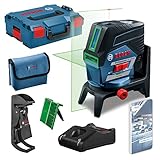 Bosch Professional 12V System Kreuzlinienlaser GCL 2-50 CG (1x Akku 12V + Ladegerät, grüner Laser, Innenbereich, mit App-Funktion und Halterung, sichtbarer Arbeitsbereich: bis 20 m, in L-BOXX)