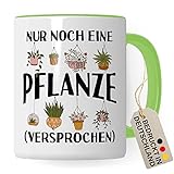 Tasse Garten, Nur noch eine Pflanze versprochen Spruch, Geschenk Garten-Motiv Kaffeetasse Hobby-Gärtner Hobby-Gärtnerin, Pflanzen Pflanzenliebhaber Kaffee-Becher