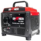 Grafner Inverter Stromerzeuger 1200 W (1,1 KW Dauerleistung), Benzinbetrieb 4 Takt, 1x 230V, Invertertechnologie für empfindliche Geräte, leicht robust, digitaler Benzin Generator Notstrom Aggregat