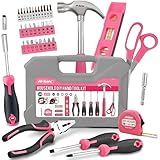 Hi-Spec Heim DIY Werkzeugkoffer für Frauen 42tlg. Kleiner Werkzeugkoffer gefüllt mit Pinken Werkzeugen und 2-in-1-Schraubendreher-Bit-Griff für Reparaturen.