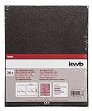 kwb Schleifpapierbogen 230x280 mm aus Korund in den Körnungen 60, 80, 150, 180, guter Verleimung und robustem Papierträger für den groben und mittelfeinen Schliff von Holz und Metall