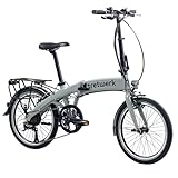 TRETWERK 20 Zoll E-Bike Klapprad - Akimbo - Faltrad Pedelec mit 8 Gang Kettenschaltung - klappbares Elektrofahrrad mit Heckmotor 50Nm - grau