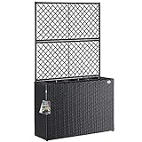 Casaria® Blumenkasten Rankgitter 3 Innentöpfe Polyrattangeflecht Rankhilfe Blumentopf Rattanoptik Pflanzkasten Schwarz