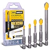 Amboss DryAngle Set Ø 4/5 / 6/8 / 10 mm - Fliesenbohrer Glasbohrer Keramikbohrer - Sechskantschaft für Bohrmaschinen - Glas/Wandfliesen/Dachziegel/Keramik bohren