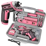 Hi-Spec 35-teiliges Pink-Rosa Heimwerker Werkzeug-set mit wiederaufladbarem USB-Akkuschrauber. Für Reparaturen und Wartungen in einem praktischen Werkzeugkoffer – Für Frauen und Mädchen