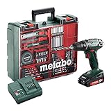 Metabo Akku-Bohrschrauber BS 18 Set (602207880) 18V 2x Li-Ion; Ladegerät SC 30; Kunststoffkoffer; Mobile Werkstatt, Art des Akkupacks: Li-Ion , Akkuspannung: 18 V, Akkukapazität: 2 x 2 Ah