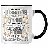 Trendation - Ich Bin Fliesenleger Tasse Geschenk Geburtstag Lustiger Spruch Fliesenleger Geschenkidee (Schwarz)