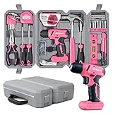 Hi-Spec 58 tlg. Werkzeugkoffer Pink mit 8V USB Akkuschrauber für Frauen. Werkzeugkoffer gefüllt für Haushalt DIY Reparatur und Wartung. Werkzeug für Frauen!