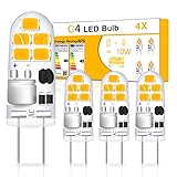 AmmToo G4 LED Glühbirne, G4 Led Birne Warmweiß 2700K, 360° G4 Lampe Leuchtmittel,1W Stiftsockellampe Entspricht 10W Halogenlampen, Lampen DC/AC 12V CRI 85, Nicht Dimmbar Kein Flimmern(4er Pack)