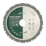 TWIN-TOWN HM Kreissägeblatt Multifunktions 190x30mm Z20, Ideal für Holz, Holz mit Nägeln, Stahl, Aluminium, Acryl, Kunststoff, Laminat und MDF zum Sägen mit Kreissäge und Akkukreissäge