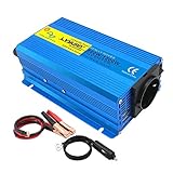 Yinleader Wechselrichter 12V 230V Reiner Sinus 500W Spannungswandler Umwandler Power Inverter mit 1 Steckdose 2 USB Anschlüsse / 1200W Stoßleistung