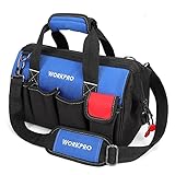 WORKPRO Werkzeugtasche Elektriker, Wasserdichte Werkzeugtasche Profi, weite Öffnung & große Kapazität 35CM aus 600D Polyester, Schultergurt verstellbar, Multifunktion für Heimwerker Handwerker