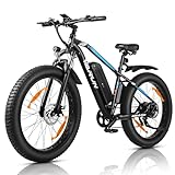 VARUN E Bike Herren 26 Zoll, 4.0 Fat Tire E-Mountainbike mit 48V13Ah Akku, 55NM 250W Motor, 5 Fahrmodi, Aluminium-E-fatbike Elektrofahrrad, StVZO-Zertifikat, Reichweite 100KM