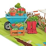 MOKIO® Pop-Up Karte – Garten – 3D Geschenkkarte zum Geburtstag, als Gutschein für Gartenarbeit oder fürs Gartencenter, Geburtstagskarte für Gärtner