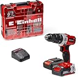 Einhell Akku-Schlagbohrschrauber TE-CD 18/2 Li-i +64 (2x2,0Ah) Power X-Change (Li-Ion, 18 V, 44 Nm, 2-Gang-Getriebe, inkl. 2x 2,0 Ah Akkus, Ladegerät, Koffer, 64-tlg. Zubehör-Set)