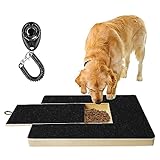 Nizirioo Multifunktionale Hundekratzpad Für Nägel: Massivholz Dog Nail Scratch Board mit Clicker-Hundetrainer& 4 rutschfeste Matte, Schleifpapier Dog Scratch Board für Haustiernagel Care Sanding