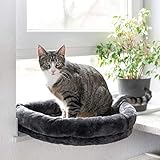 CanadianCat Company | LOVESEAT Katzen Fensterliege - Hängebett für Katzen mit weicher Polsterung für die Fensterbank - einfache Befestigung | anthrazit | 55 x 47 x 7 cm