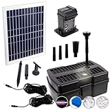 Teichfilter Innovative Solar Springbrunnen Solar Teichpumpe Solar Wasserspiel Solar-Teichpumpen-Set für den Gartenteich Solarpanel im stabilen Rahmen (Aqua-Vital 12-UV-C)