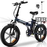 ECORUSH E Bike Elektrofahrrad Klapprad 20' 4.0 Fat Tire, 250W/48V/15Ah Akku,Leistungsstarkes Elektrofahrrad, Fatbike für Herren und Damen