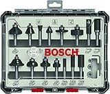 Bosch Accessories Professional 15tlg. Fräser Set Mixed (für Holz, Zubehör Oberfräsen mit 8 mm Schaft)