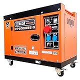 DeTec. Diesel Generator 3 Phasen 5500 Watt Starkstrom I 1-Zylinder Diesel Motor Stromgenerator I mobiler Stromerzeuger Aggregat I 2x 230V und 1x 400V Notstromaggregat mit E-Start