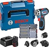 Bosch Professional 12V System Akku Bohrschrauber GSR 12V-15 FC - FlexiClick System (inkl. 2x 2.0 GBA 12V Akku, Ladegerät, 4x Aufsätze, 40-tlg. Zubehör-Set 40, L-BOXX) - Amazon Exclusive Set Set