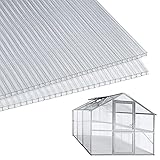 Sonnewelt Gewächshausplatten 14 stk,Zuschneidbarer,60,5x121 cm Polycarbonat Hohlkammerstegplatten 4mm klar,für Gewächshaus Gartenbau usw