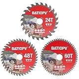 BATIOPV - Kreissägeblatt Ø 190 mm x 30/20/16 mm (24/48/60 Zähne) 3-teilig(für Holz, Spanplatten, Sperrholz, Hartholz, usw.) | Kompatibel mit Dewalt Makita Bosch, Sägeblätter für Holzschnitte…