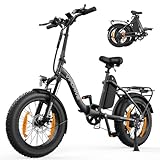 Vipdrive Klapprad E-Bike 20 Zoll, Elektrofahrrad mit 48v13ah Akku, 25km/H, Reichweite bis zu 80km, E Bike mit 7-Gang,LCD-Display, Elektrofahrrad für Herren Damen（Schwarz1.2）