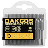 DAKCOS Torx Bit lang Set, T10-T15-T20-T25-T30-T40 Bit-Sortiment aus S2 (Länge: 50 mm, 10 Stück)