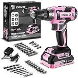 【Power Drill Cordless】DEKO PRO Pink Cordless Drill 20V Electric Power Drill Set Tool for Women Drills Cordless with Battery and Charger Drill Driver 20 Volt Drill Driver Kit