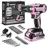 【Power Drill Cordless】DEKO PRO Pink Cordless Drill 20V Electric Power Drill Set Tool for Women Drills Cordless with Battery and Charger Drill Driver 20 Volt Drill Driver Kit