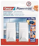 tesa Powerstrips Haken L Eckig, Weiß, Large