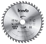 kwb BAU-Kreissägeblatt 250 x 30 - Wechselzahn für mittlere Schnitte - Z-42 Zähne - Universeller Einsatz - Sägeblatt für Tisch-Kreissägen