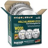 HOLZ ALLROUND Bayerwald Tischkreissägen-Set Ø 250 (3 tlg.) - für Holz Längsschnitt/Tischlerplatten/Holz Querschnitt etc. - Kompatibel mit Handkreissägen u.a. für Bosch PTS 10. Metabo TS 254 KS 254