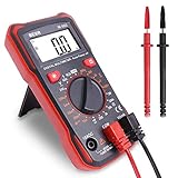 BEVA Digital Multimeter, Spannungsprüfer Strommessgerät CAT Ⅲ 600 V Voltmeter Durchgangsprüfer für AC/DC Spannung, DC Strom, Durchgang, Widerstand, Diode, Mit faltbar Ständer und Messleitungen