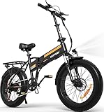 HITWAY E Bike Elektrofahrrad 20' x4,0 Fat Tire, Faltbares Klappfahrrad, 250W Motor, 12Ah 36V/48V herausnehmbarer Akku, Long Range für Berg, Strand und Schnee