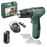 Bosch Home and Garden Akku Bohrschrauber EasyImpact 1200 (2x Akkus, 12 Volt System, 19tlg. Zubehör-Set, im Koffer) 06039D3102