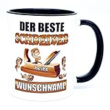 Der beste Schreiner heißt Name Tasse Becher Geschenk Geburtstag Ausbildung Prüfung Tischler Schreinermeister Tischlermeister Zubehör Geschenkideen Zunft Accessoires Bedarf Deko Logo Keramik 330 ml