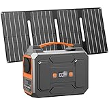 Powkey Powerstation mit Solarpanel 99Wh/27000mAh Tragbare Powerstation mit 40W Faltbare Solarpanel 100W Solargenarator mit 230V AC Ausgang/18W USB-A/USB-C für Wohnmobil Camping