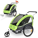 KESSER® Kinderanhänger Fahrradanhänger Sport-RX 2 in 1 Joggerfunktion Kinderfahrradanhänger + 5-Punkt Sicherheitsgurt 360° Vorderrad Jogger Buggy Fahrrad Anhänger für 1 bis 2 Kinder max. 40kg,