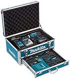 Makita Akku-Schlagbohrschrauber 18 V / 3 Ah im Zubehörset, Blau, Alukoffer (96 tlg.)