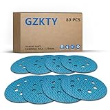 80Stk 125mm Klett Schleifpapier, Exzenter Schleifscheiben, 8-Loch Korn 60-400 Schleifpads, Schleifmittel Resistent gegen Zusetzen für Exzenterschleifer Schleifmaschine Poliermaschine