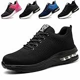 ZSDZSZ Arbeitsschuhe Herren Leicht Sicherheitsschuhe Damen Atmungsaktive Stahlkappenschuhe Sportlich Schutzschuhe,Schwarz,40 EU