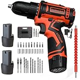 SHAVINGFUN Akkuschrauber,Cordless Screwdriver 12 V,Akku Bohrschrauber Set mit 2 Akkus 34Pcs,30Nm Drehmoment Max, 2-Gang,18+1Drehmomentstufen LED-Licht für Heimprojekte und Repair akkuschrauber set