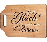 Geschenkideen zum Einzug - Bambus Schneidebrett, Einzugsgeschenke Haus, Einweihungsgeschenk Haus, Geschenk zum Einzug ins Haus - Viel Glück im Neuen Zuhause, Neues Haus Geschenk