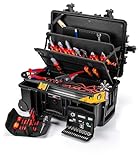 KNIPEX Werkzeugkoffer 'Robust45 Move' Elektro, 63-teilig, mit Rollen, Teleskopgriff, 147 Steckmöglichkeiten, 45 l Volumen, Werkzeugtrolley, 00 21 37