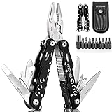 Multitools Edelstahl, 24-in-1 Faltbares Multifunktionszange, Multifunktionale Zange, Multiwekzeug, Multi-Tool mit Schneider, Flaschenöffner und Säge ideal für Camping, Reparieren